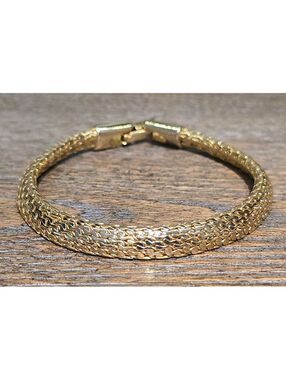 Expensive Look! Vintage Gold Plated Woven Chain Bracelet 7.25 inch